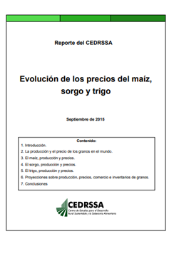 Evolución de los precios del maíz, sorgo y trigo