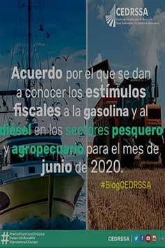 Acuerdo por el que se dan a conocer los estímulos fiscales a la gasolina y al diésel en los sectores pesquero y agropecuario para el mes de junio de 2020.