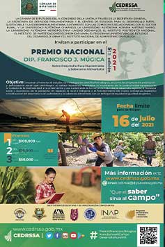 Premio Nacional "Dip. Francisco J. Múgica" sobre Desarrollo Rural Sustentable y Soberanía Alimentaria, quinta edición, 2021.