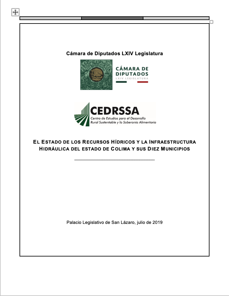 EL ESTADO DE LOS RECURSOS HÍDRICOS Y LA INFRAESTRUCTURA HIDRÁULICA DEL ESTADO DE COLIMA Y SUS DIEZ MUNICIPIOS 