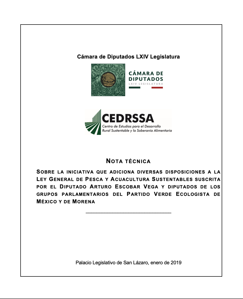 SOBRE LA INICIATIVA QUE ADICIONA DIVERSAS DISPOSICIONES A LA LEY GENERAL DE PESCA Y ACUACULTURA SUSTENTABLES SUSCRITA POR EL DIPUTADO ARTURO ESCOBAR VEGA Y DIPUTADOS DE LOS GRUPOS PARLAMENTARIOS DEL PARTIDO VERDE ECOLOGISTA DE MÉXICO Y DE MORENA