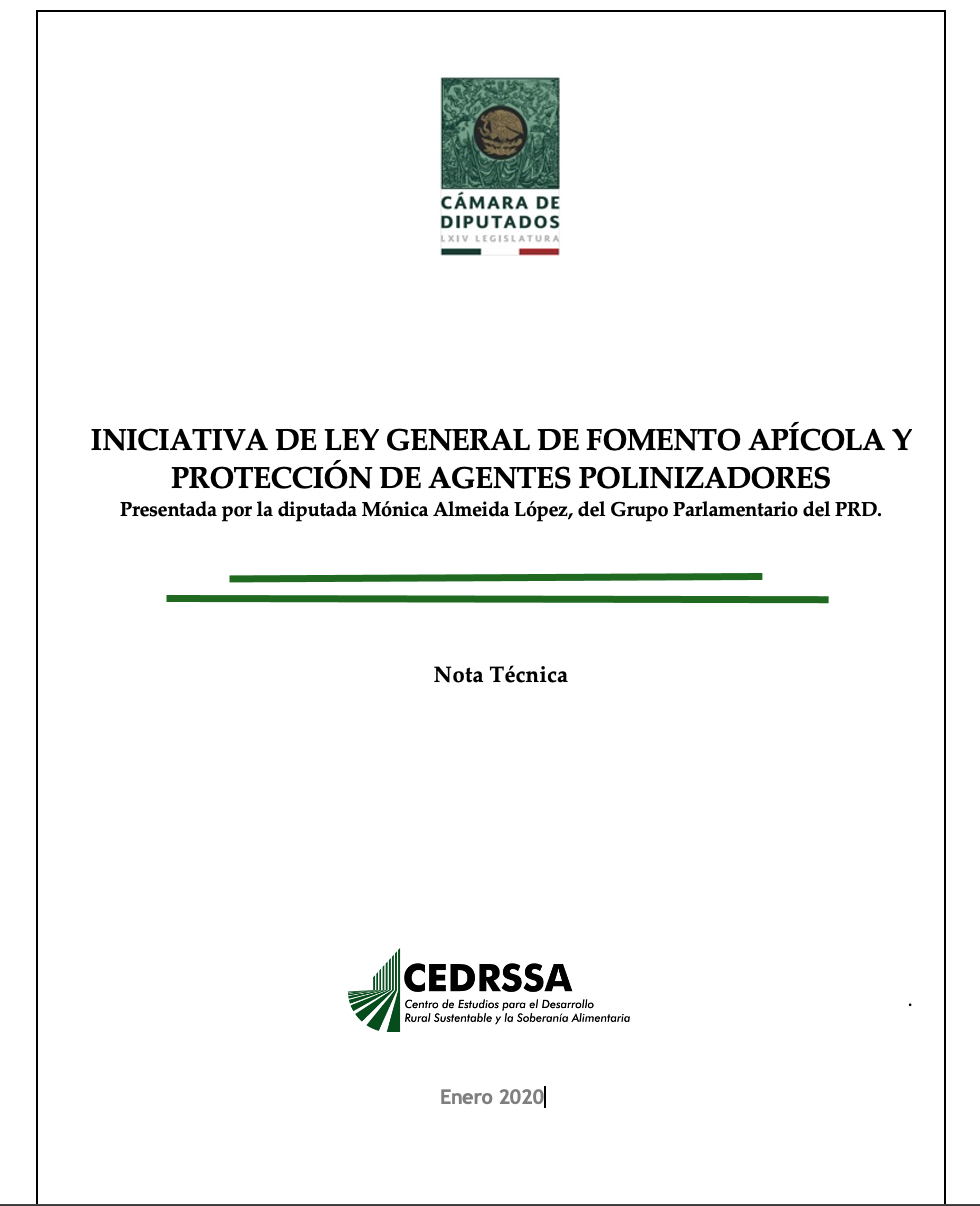 INICIATIVA DE LEY GENERAL DE FOMENTO APÍCOLA Y PROTECCIÓN DE AGENTES POLINIZADORES